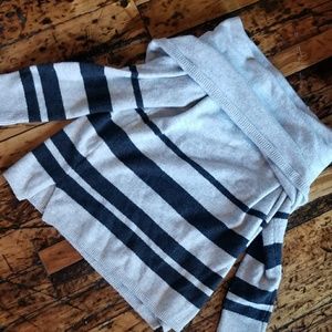 Gray Off-the-shoulder Striped Sweater